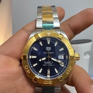 Tag Heuer Aquaracer Automatic Two Tone Men's Watch Gold Plated Watch Calibre 5